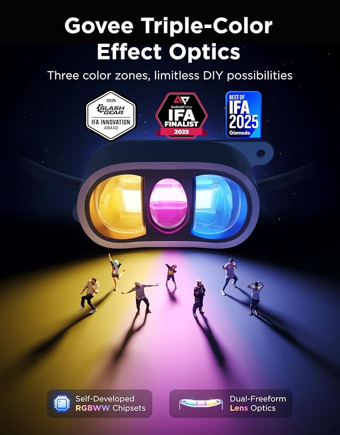 Govee Permanent Outdoor Lights Prism, 200ft with 72 Triple-Color Lighting Heads, 100+ Scene Modes, Up to 60lm for Outdoor Decor, IP68 Waterproof, Works with Alexa, Google Assistant & Matter, White