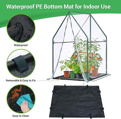 Mini Greenhouse for Indoor Outdoor: Ohuhu Portable Green House with Waterproof Pad for Small Plants Nursery Germination, 36"x36"x58.5" Heavy-Duty PVC Cover Tent Humidity Dome Seedling Accessory