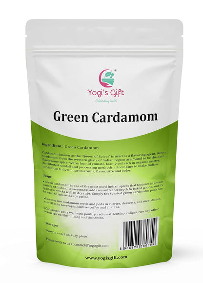 Indian GREEN CARDAMOM Pods Whole | Cardamom bulk 1 lb | Flavourful Indian Spice | Semillas de Cardamomo | by Yogi's Gift ®