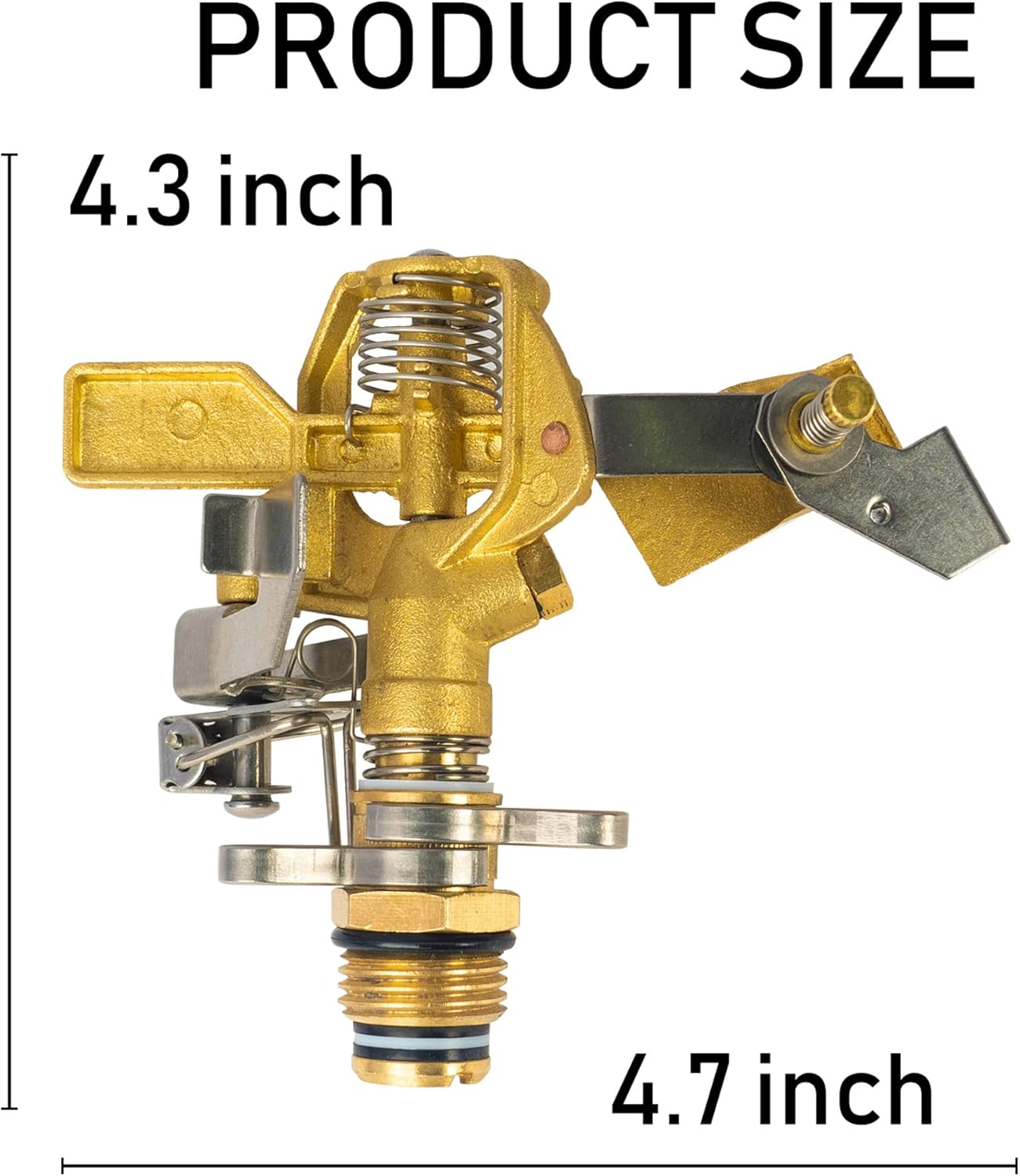 Hourleey 1/2 Inch Brass Impact Sprinkler, Heavy Duty Water Sprinkler Head, Adjustable 0-360 Degree Coverage Pattern, Watering Sprinkler with Nozzles for Large Patio Garden Irrigation (1 Pack)