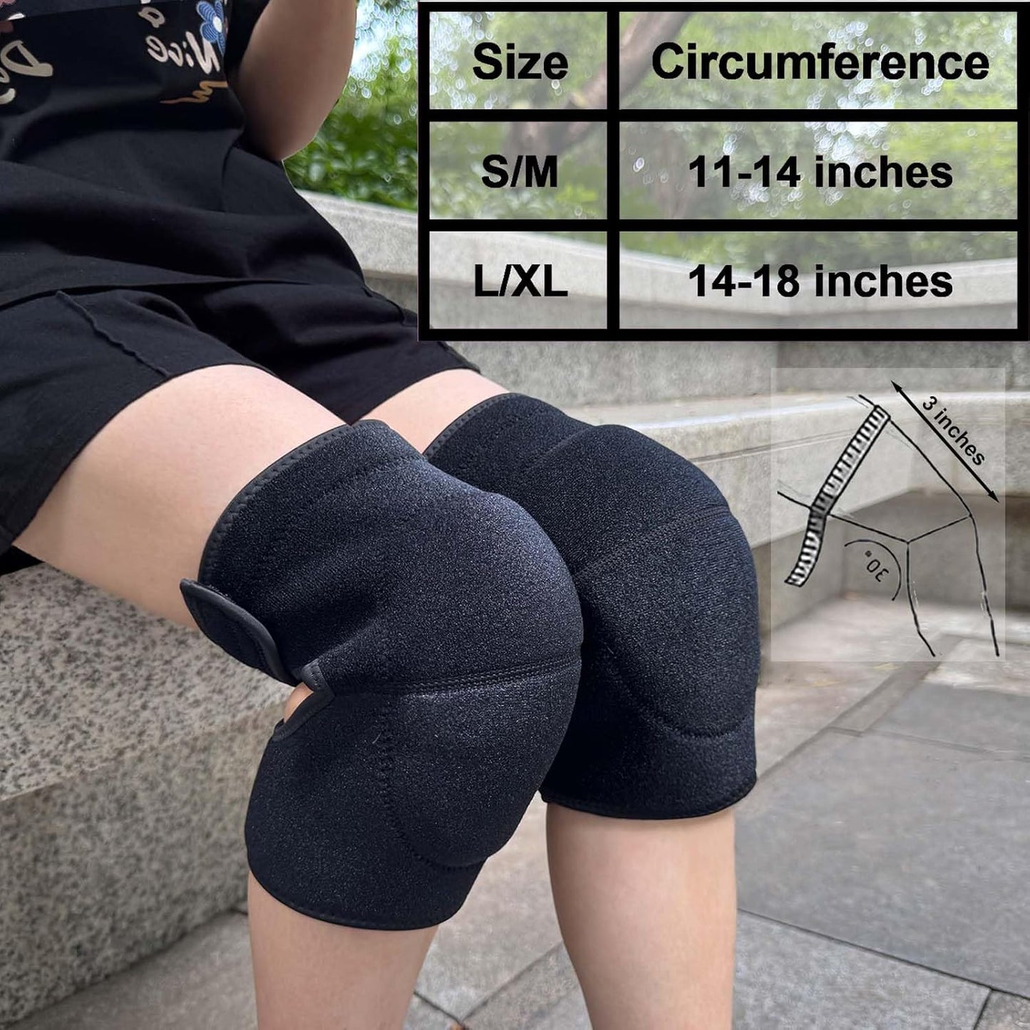 Gardening Knee pads for Men, Women Knee Pad for Kneeling Work, Flooring Kneepads with Soft Thick Foam Cushion for Construction, Cleaning, Roofing Knee Protector with Adjustable Strap, Black L (1 Pair)