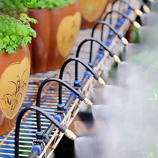 49.2FT/15M 1/4 Inch Tubing Drip Irrigation System Kit Automatic Garden Irrigation Equipment Adjustable Quick Connector Watering Misting for Outdoor Yard Lawn Raised Bed Greenhouse