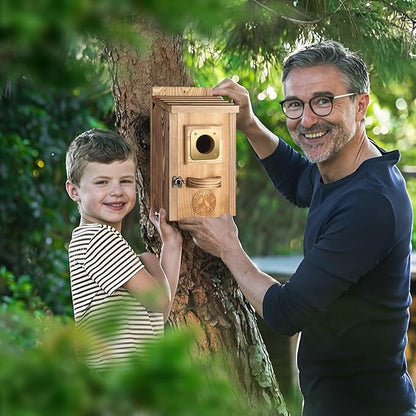 2 Pack Bird Houses for Outside Clearance, Pine Wood Birdhouses for Outdoors with Copper Guard, Farmhouse Bluebird Finch Swallow Wren Hummingbird House