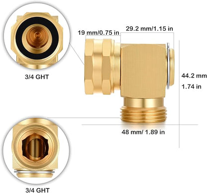 Garden Hose Swivel elbow Connector 90 Degree Solid Brass Pipe Fittings Hose Kink Protector (2 Pack)