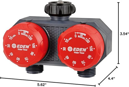 Eden 25124 2-Zone Mechanical Watering Timer, Red, Grey