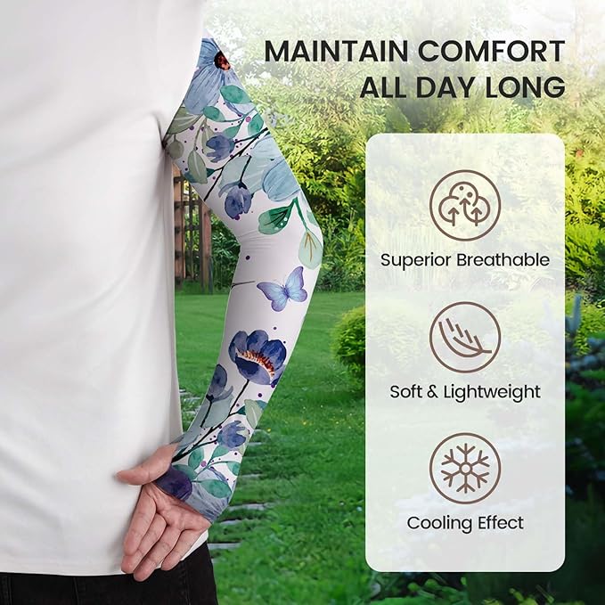 Gardening Sleeves Farm Sun Protection Arm Cooling Sleeves Thorn Proof Garden for Women Men with Thumb Hole