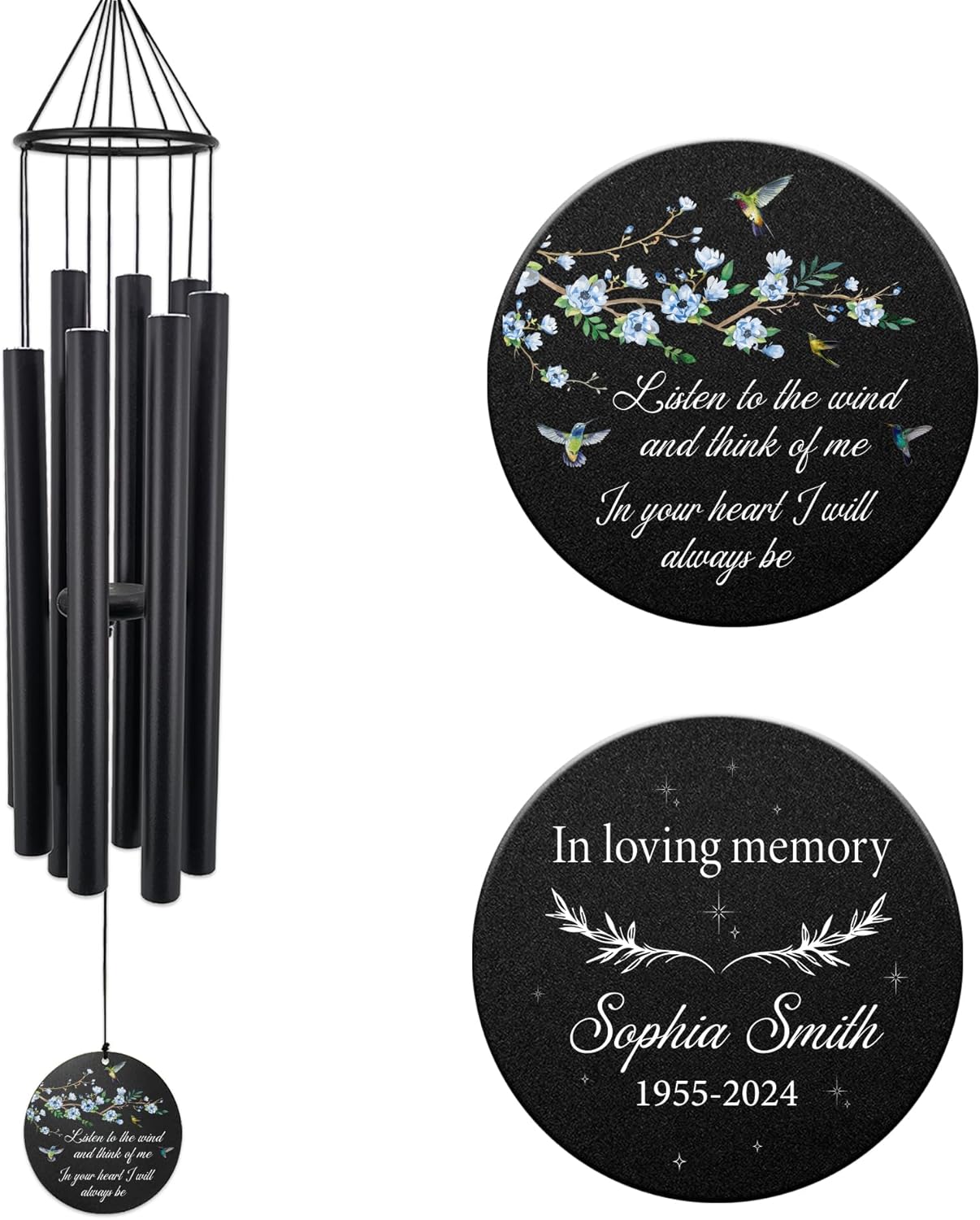 Personalized 36" Healing Memorial Wind Chimes for Outside, Bereavement Gift of Comfort for Loss of Mother, Father or Husband, A Soothing Remembrance for Your Garden and Patio