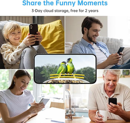 SMONET Bird Feeder with Camera B300-YE: Smart Birdhouse Camera AI Recognition Solar Powered,Outdoor Wireless WiFi Bird Feeder Watching Live Video,Funny Birthday Gifts for Mom Mother and Dad Father