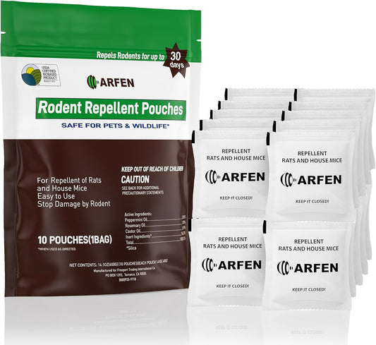 Rodent Repellent Pouches, Peppermint Oil, All Natural, Plant Powered, Repel Mice and Rat, Squirrels, Mouse Repellent, Keep Mice Out from Indoor/Car/RV/Boat/Garage/Cabin,20 Pouches (20 Pack)