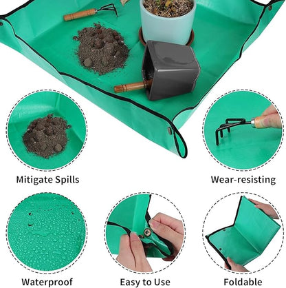 Azureblue Plant Repotting Mat for Indoor Plants Potting Soil Mix, Waterproof Plant Repotting Tray, Potting Mat Gardening Tray for Indoor Potting Succulents Cactus Orchid Pots (26.8" x 26.8")