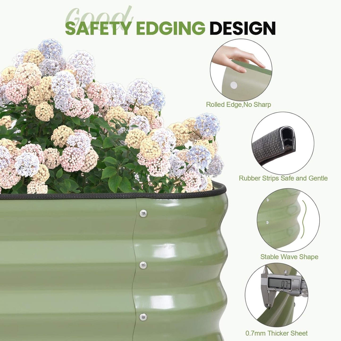 2Pcs 3-in-1 Adjustable Raised Garden Bed Kit | Galvanized Planter Boxes for Vegetables, Flowers | 12" Tall, Multiple Sizes (4x2x1ft, 3x3x1ft, 5x1x1ft) | Outdoor Metal Raised Bed for Gardening, Green