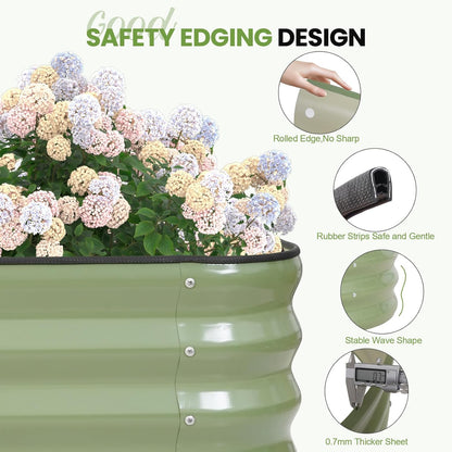 2Pcs 3-in-1 Adjustable Raised Garden Bed Kit | Galvanized Planter Boxes for Vegetables, Flowers | 12" Tall, Multiple Sizes (4x2x1ft, 3x3x1ft, 5x1x1ft) | Outdoor Metal Raised Bed for Gardening, Green