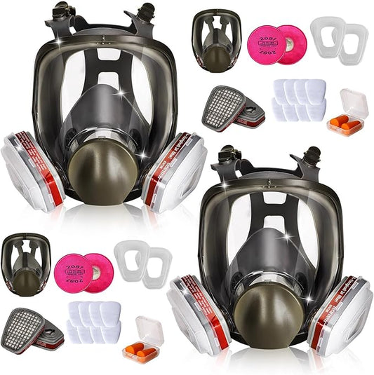 Full Face Respirator Mask - Gas Masks Survival Nuclear and Chemical for Asbestos, Fume, Resin, Dust and Chemical
