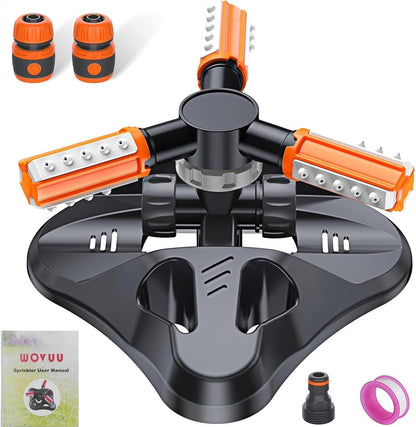 Garden Sprinkler,Upgrade Lawn Sprinklers Automatic 360 Degree Rotating Irrigation Grass Water Sprayer System,Garden Hose Sprinkler for Yard/Built in 36 Units Angle Spray Nozzles(Orange)-1Pack