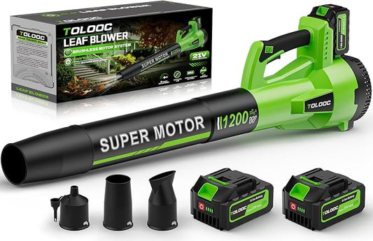 Leaf Blower Cordless, 735 CFM Brushless Electric Blower with 2 X 5.0Ah Battery, 6 Speed Levels, 3 Extension Tubes, Lightweight Battery Leaf Blower for Lawn Care, Garden, Yard, Patio Leaves
