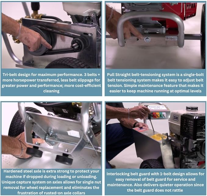 Pressure-Pro Eagle II EB4040KG Belt Driven 4000 PSI Cold Water Pressure Washer, 4.0 GPM, CH440 Engine, Includes Spray Gun and Extension Wand, 5 QC Nozzle Tips, 3/8-inch x 50-Foot Non-Marking Hose
