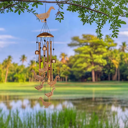 Duck Wind Chimes for Outside, Metal Windchimes Outdoors, Duck Gifts for Women/Men, Memorial/Birthday Gifts, Garden Decor for Outside, Patio or Yard, Durable Chimes for Outdoors