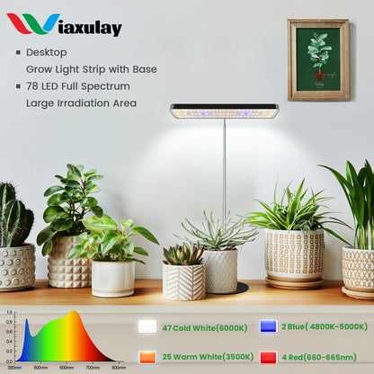 Wiaxulay Grow Lights, Full Spectrum Plant Light for Indoor Plants, Height Adjustable Desktop Grow Lamp with Auto Timer 6/12/16Hrs, 3 Lighting Modes,5 Brightness,Ideal for Potting Soil, 2 Pack