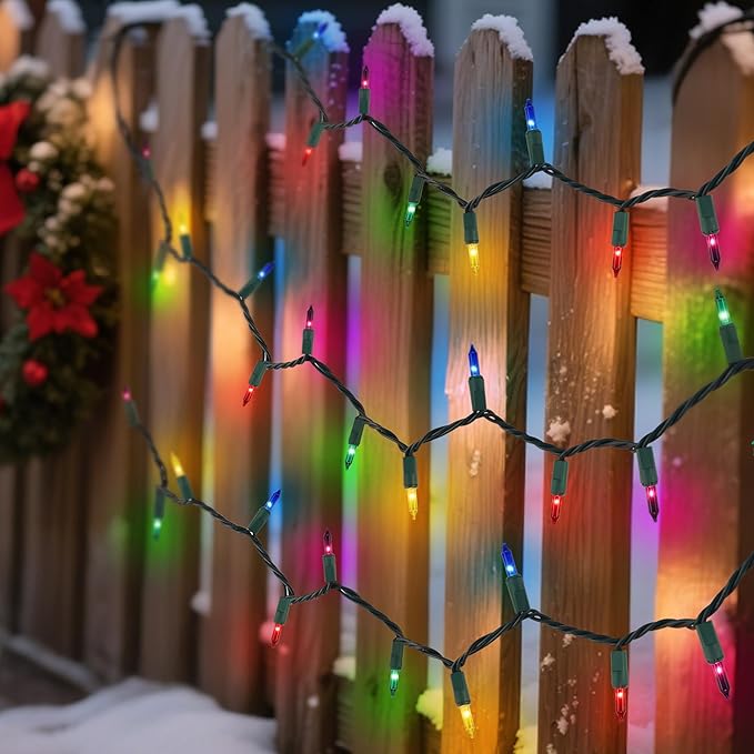 3 Pack Multicolor Christmas String Lights, 100 Count Each, Incandescent Mini Christmas Lights, Connectable Xmas Tree Light for Indoor Outdoor Garland Birthday Holiday Wedding Festival Party