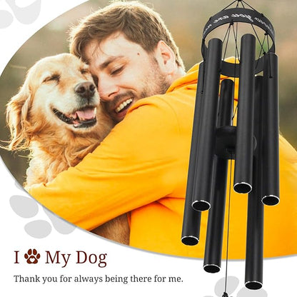 Pet Memorial Wind Chime, 30 Inches Paw Print Pet Remembrance Gift to Honor and Remember a Dog, Cat, or Other Pet, Premium Metal Wind Chime, Black