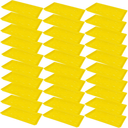 SUNPACK 10" x 20" Heavy Duty Shallow Plastic Seed Starting Tray, Yellow, 1" (Pack of 30) - Lined with Drainage Holes for Excess Water and Aeration, Ideal for Greenhouses or Indoor Gardening