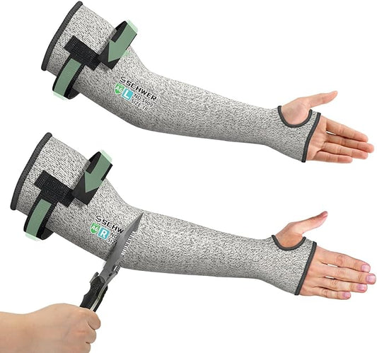 Schwer PRO-SKIN ANSI A6 Cut Resistant Sleeves With 2.0 Detachable Hook and Loop Straps, Non-PFAS, High Risk Cut Protection Arm Sleeve for Thin Skin, Gardening Sleeves, Protective Sleeve for Arms