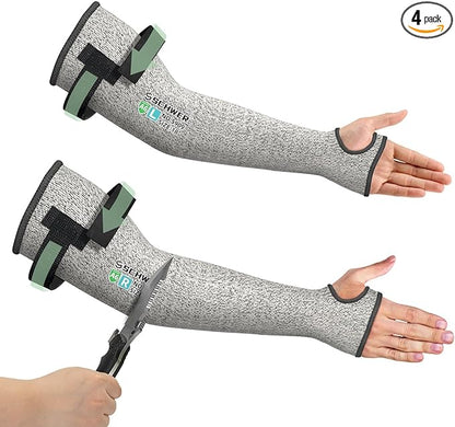 Schwer 2 Pairs PRO-SKIN ANSI A6 Cut Resistant Sleeves With 2.0 Detachable Hook and Loop Straps, Non-PFAS, High Risk Cut Protection Arm Sleeve, Gardening Sleeves, Protective Sleeve for Arms
