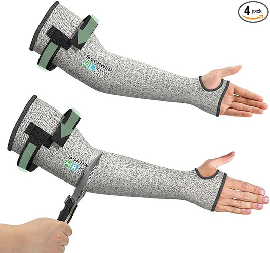 Schwer 2 Pairs PRO-SKIN ANSI A6 Cut Resistant Sleeves With 2.0 Detachable Hook and Loop Straps, Non-PFAS, High Risk Cut Protection Arm Sleeve, Gardening Sleeves, Protective Sleeve for Arms