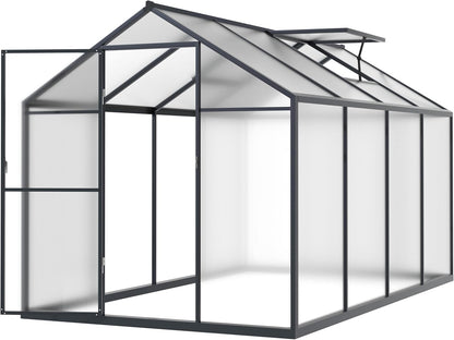 BlueWish 6x8FT Greenhouse, Walk-in Green House with Adjustable Vents, Rivet Structure, Greenhouses for Outdoors with Polycarbonate, Aluminum Heavy Duty Greenhouse Kit for Garden, Gray