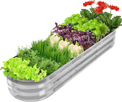 GADI Raised Garden Bed Kit for Vegetables Flower Galvanized Metal Planter Boxs Designed for Easy DIY and Cleaning Not Twist Or Rot (Silver)