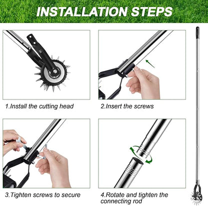 Wheel Rotary Edger Lawn Tool, Sidewalk 66.7Inch Manual Lawn Edger, Grass Edge Trimmer, Adjustable Stainless Steel Handle with Cushion Grip,Soil,Garden and Yard Tool