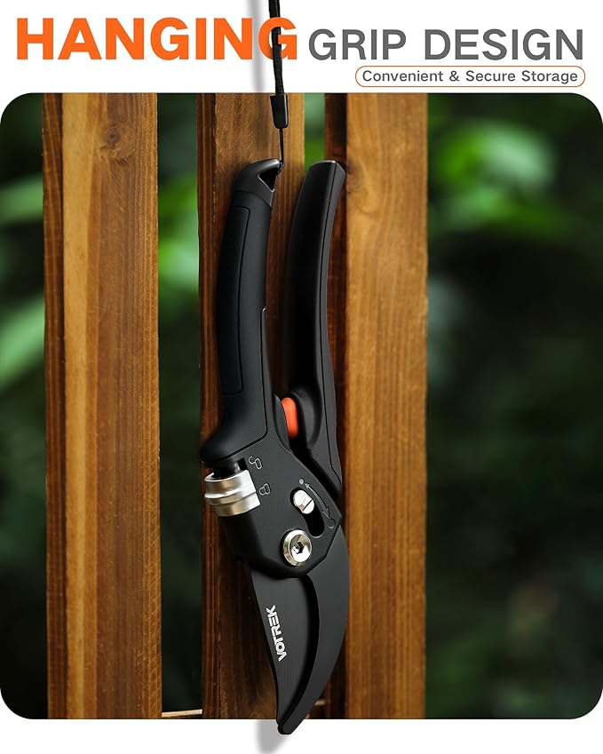 8.5" Pruning Shears for Gardening, 【Unique Stepless Handle Opening】Professional Bypass Garden Clipper for All Hands, SK5 Steel Blades, Heavy Duty Ergonomic Plant Pruners for Branch