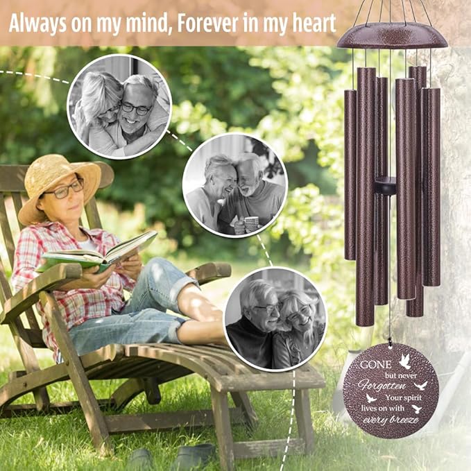 Personalized Sympathy Wind Chime, Memorial Wind Chimes in Memory of a Loved One Gift, Memorial Gifts Wind Chimes for Outside Patio Home or Garden Decor