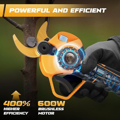 2-in-1 Pole Pruning Shears Cordless, 1.6" Cutting Diameter Electric Pruning Shears with Extension Pole, 21V 2×4.0Ah Battery Powered Pruner, 13.7FT Reach Power Pole Pruner for Tree Trimming