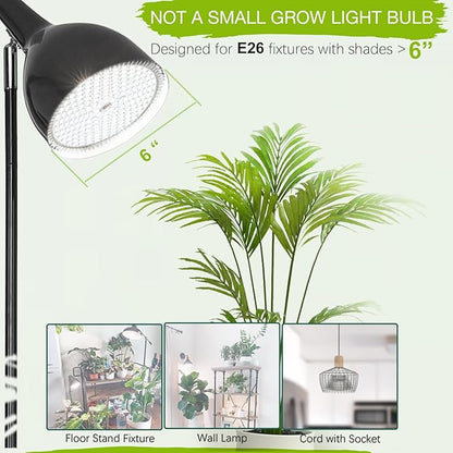 LED Grow Lights for Indoor Plants Full Spectrum Grow Light Bulbs for Plant Lights for Indoor Growing, Grow Light Bulb for Indoor Plant Light Bulb for Regular Lamp, E26 Grow Bulb, Pack of 1