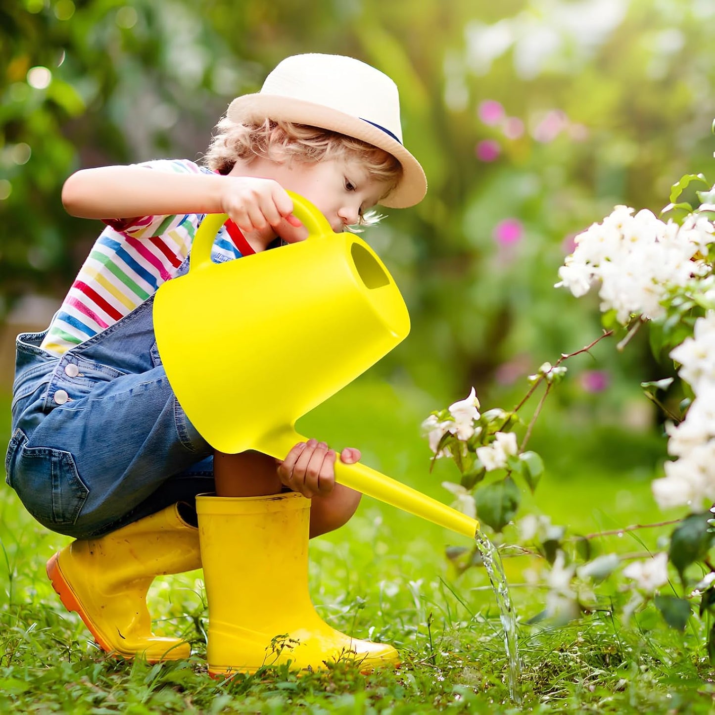 ZXJ Plant Watering Cans for Indoor and Outdoor Home Garden Plants - with Long Spout - Yellow - 1/2 Gallon