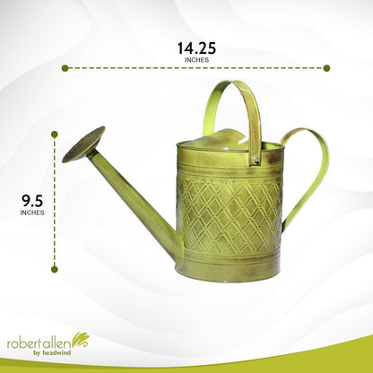 Robert Allen Home & Garden MPT01500 Wexley Metal Watering Can, 2 Gallon, Tansy Green