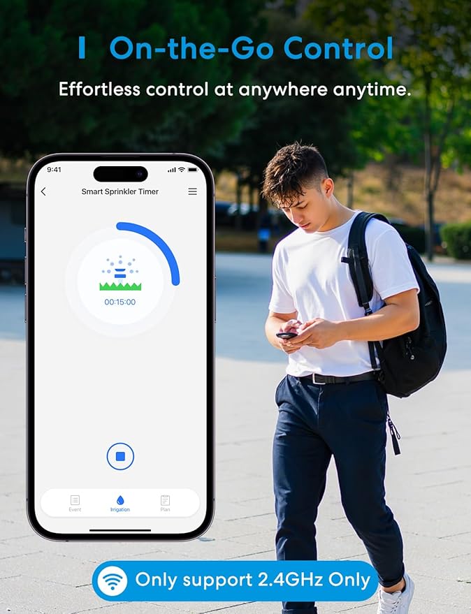 meross WiFi Water Timer for Garden Hose, Smart Hose Timer with Brass Inlet & Outet, WiFi Sprinkler Valve Work with Apple Homekit, Alexa & Google Assistant, Smart Rain Skip for Lawn, Garden & Yard