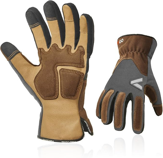 Vgo... Work Gloves for Men,Leather Safety Work Gloves,Scratch protection,Thornproof,Touchscreen(CA7777/CA7780/GA7776/PA7775)