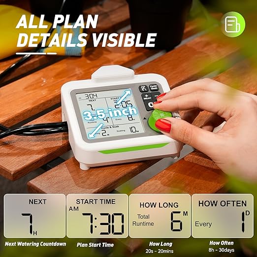 RAINPOINT Large Display Automatic Plant Waterer Indoor for Up to 20 Pot Plants,Cycle & Soak Watering Mode Vacation Self Watering Drip Irrigation System Device Kit for Balcony Office Patio Greenhouse