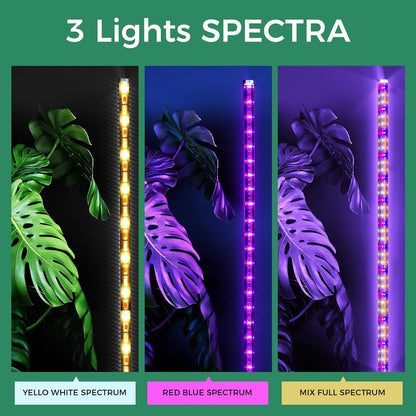 2PCS Grow Lights for Indoor Plants, 384 LEDs 42W Vertical Full Spectrum Grow Light 65 Inch Standing Grow Lights with Timer 3 Light Modes 5-Level Dimmable Wide Coverage