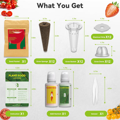 inbloom Strawberry & Tomato Seed Pod Kit for AeroGarden, Ahopegarden, GARDENCUBE, iDoo, MUFGA Hydroponics Growing System, 12-Pods with Heirloom Red/White Strawberry, Red/Golden Cherry Tomato Seeds