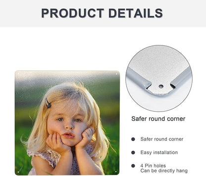 Custom Weatherproof Metal Signs for Outdoor Indoor Personalized Design Your Own Message Image Text Steel Sign for Home Wall Decor Business Road Square 12x12 Inch