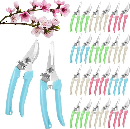 Amylove 24 Pcs Garden Flower Shears Pruning Scissors Heavy Duty Plant Scissors Garden Clippers Hand Bypass Pruner for Gardening Plants Hedge Flower Tree Cutting Miniature Bonsai Modeling(Multicolor)
