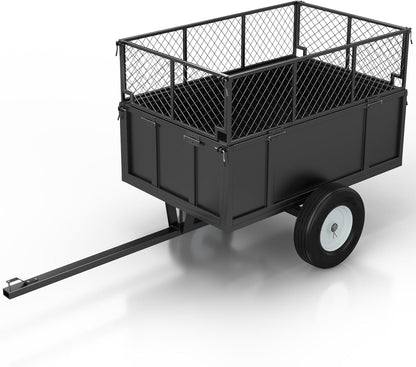 GAOMON Heavy Duty Utility Trailer for ATV/UTV, 750lbs Capacity Garden Dump Cart with 17 Cu. Ft. Bed, Removable Sides, Pneumatic Tires, Hitch Compatible Pull-Behind Yard Cart for Lawn Mower, Tractor