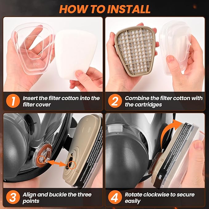 Gas Mask for Painting, Woodworking, Construction, Sanding, Spraying, Chemicals, DIY and More