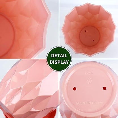 Flower Pots, 8.3/7.1/5.9/4.3 inch Nursery Plant Pot with Drainage Holes and Hole Mesh Pad and Saucers Tray for Indoor Garden Plants, Succulent, Orchid and Cactus