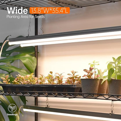 Bstrip Plant Shelf with Grow Light with Timer, Tall Plant Stand with Adjustable Rack and Wheels, 6 Pack T5 3FT Full Spectrum Grow Lights for Indoor Plants, Seed Starting, Seed Tray, 35.4"x13.8"x70.8"