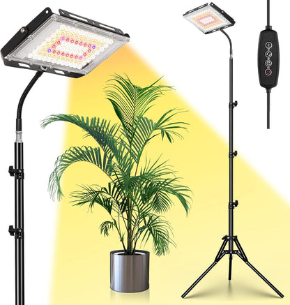 LBW Grow Lights for Indoor Plants, 96 LEDs Full Spectrum Standing Plant Grow Light with 4/8/12H Timer, 6 Dimmable Levels,68" Adjustable Tripod, Floor Grow Lamp for Tall Large Indoor Plants Growing