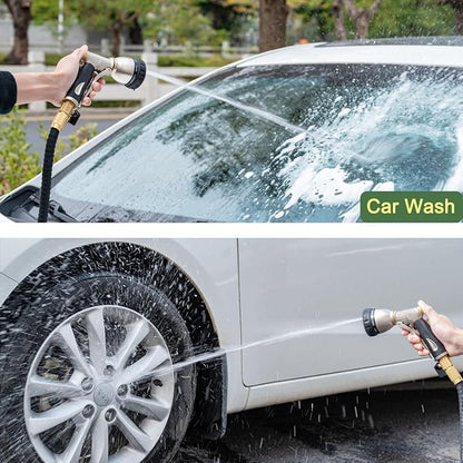 FANHAO Heavy Duty Garden Hose Nozzle, 100% Metal Water Nozzle with 8 Adjustable Spray Patterns, High Pressure Hose Sprayer with Non-Slip Grip for Watering Plants & Lawns, Washing Cars & Pets -Silver